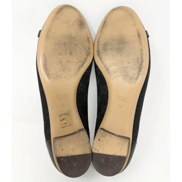 Vintage Gucci Bamboo Horsebit Ballet Flats GG Canvas US‎ 9 - Picture 9 of 10